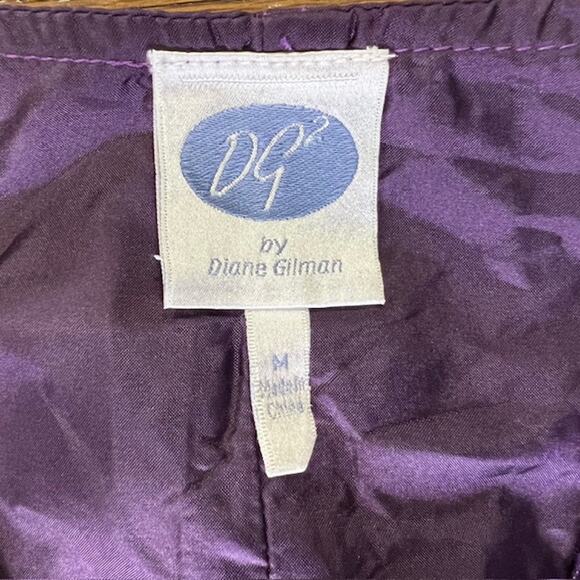 VTG Diane Gilman Denim Purple Vest Womens M Floral Boho Patchwork Button - Picture 3 of 6